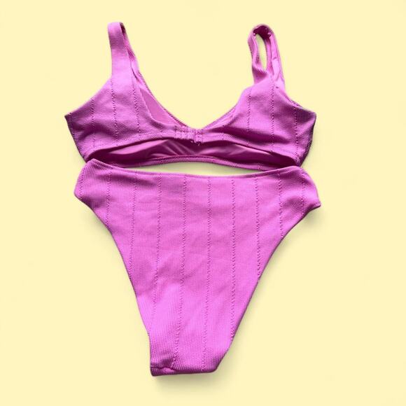 Aerie Swim Crinkle Pink Bikini Set size XL - Picture 2 of 4